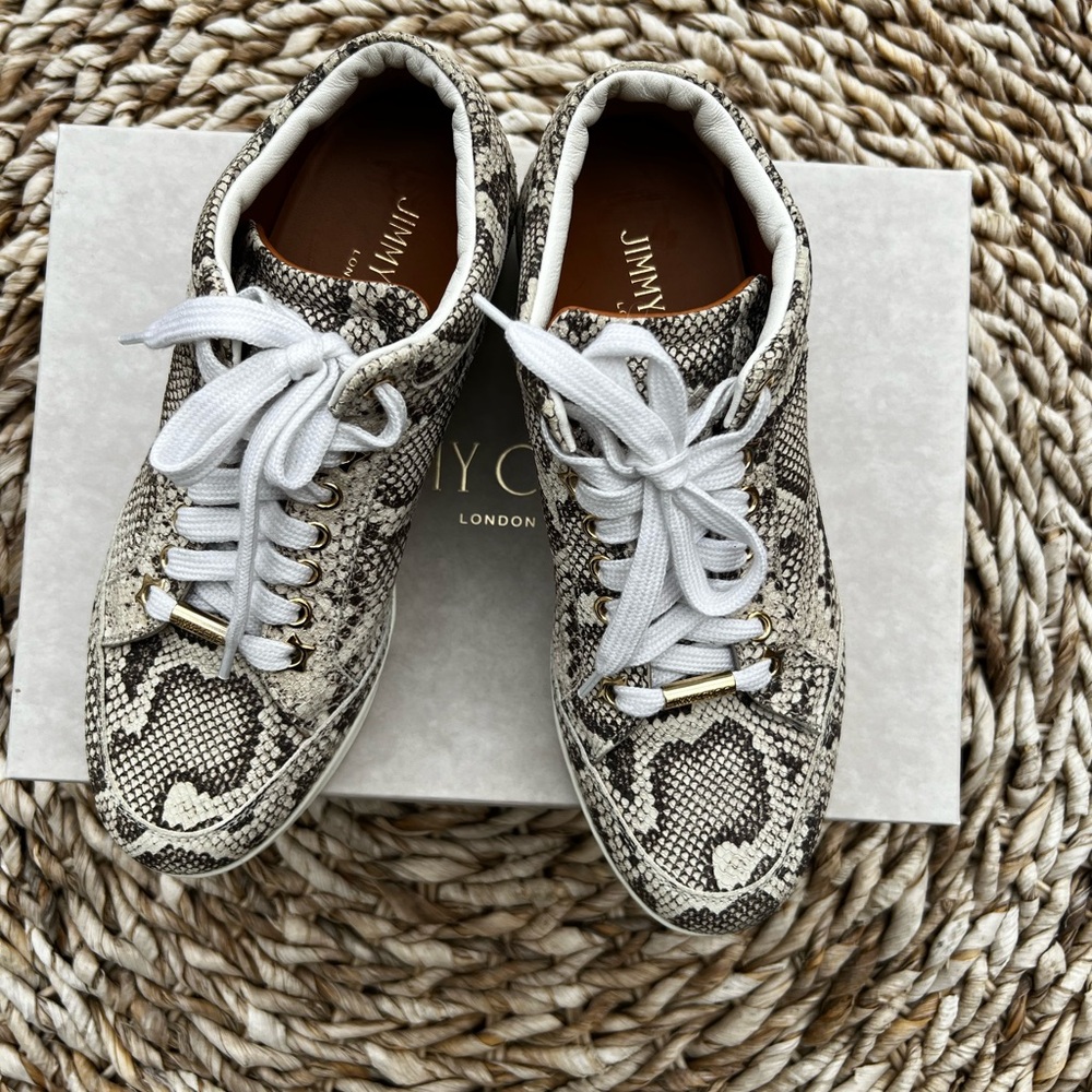 Jimmy Choo Snakeskin Print Sneakers Size Eu 37 - image 5